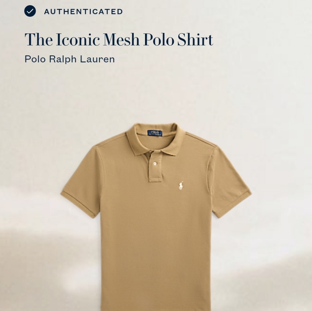 Polo Ralph Lauren Mesh Polo shirt. Tan/cream.